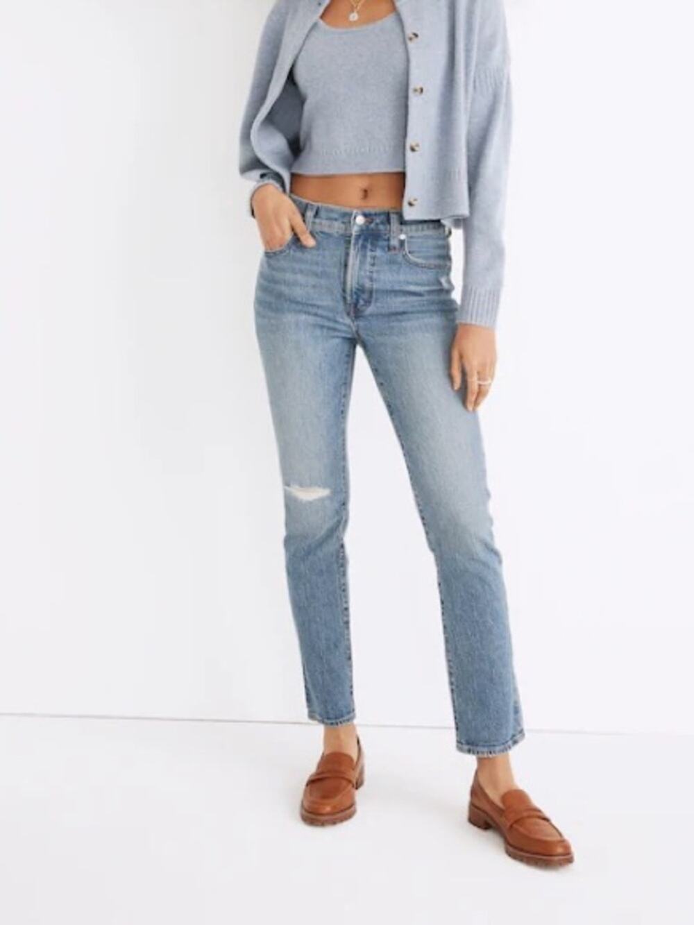 Madewell The Perfect Vintage Jean Light Wash Distressed Size 27